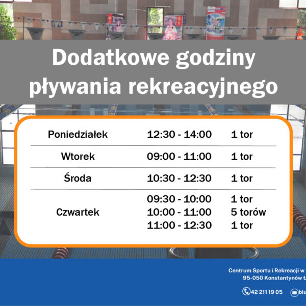 dodatkowe godziny pływania 2025-2026