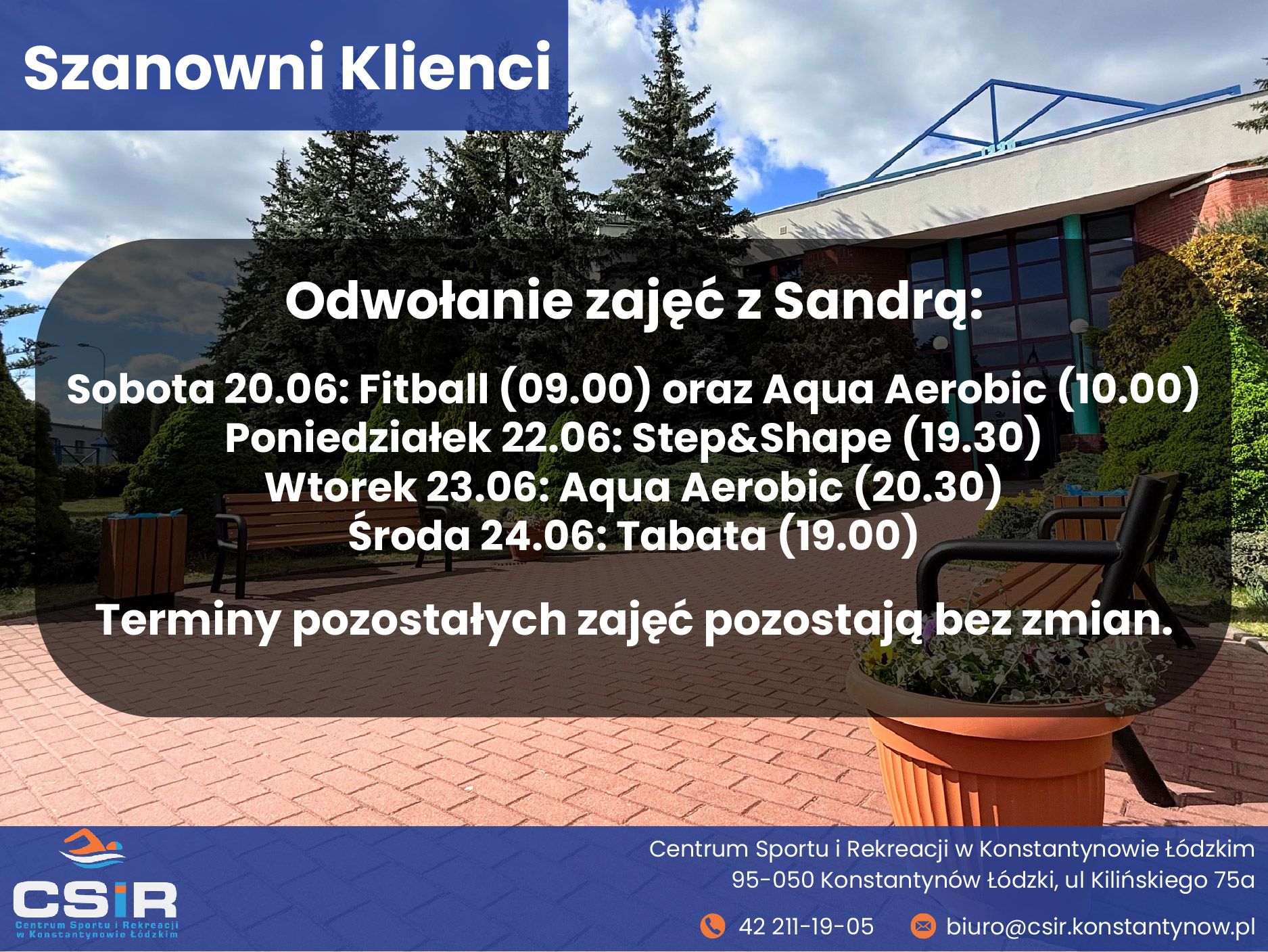 odwolane zajecia z sandra